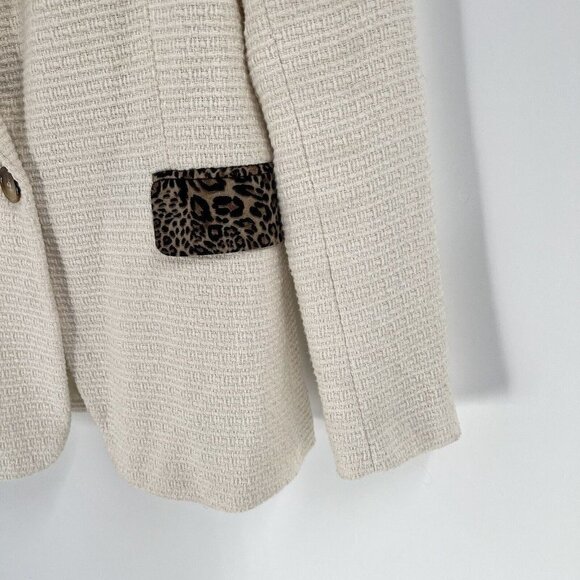 Helene London Cream Animal Print Blazer Boucle Sz Small - Picture 2 of 5